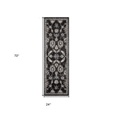 2' X 6' Brown and Black Oriental Power Loom Runner Rug